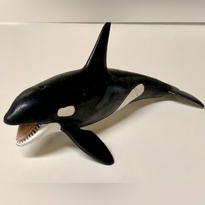 Vtg SCHLEICH Solid Hard Rubber Miniature Orca Killer Whale Figurine Toy